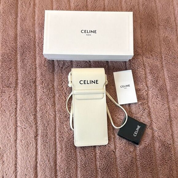 Celine authentic off white leather phone case carrier - Picture 3 of 11